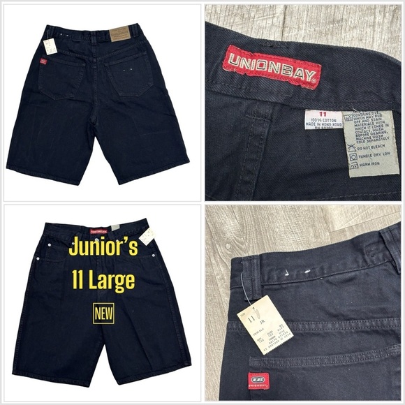 Women's Unionbay 11 Large Denim Jeans Shorts Black Bermuda High Rise Cotton NWT - Picture 1 of 10